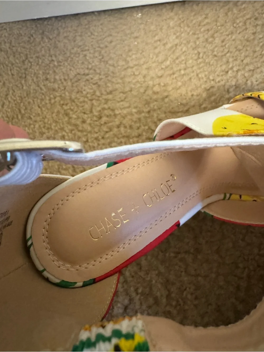 Chase + Chloe Watermelon & Pineapple Fruit Print Platform Wedge Sandals Size 7.5